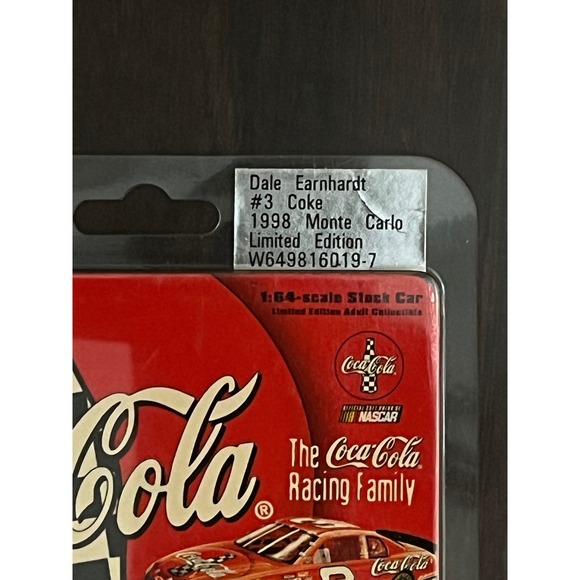 Dale Earnhardt 3 Coca Cola 1998 Monte Carlo Limited Edition 164 Scale Stock Car - Picture 2 of 4